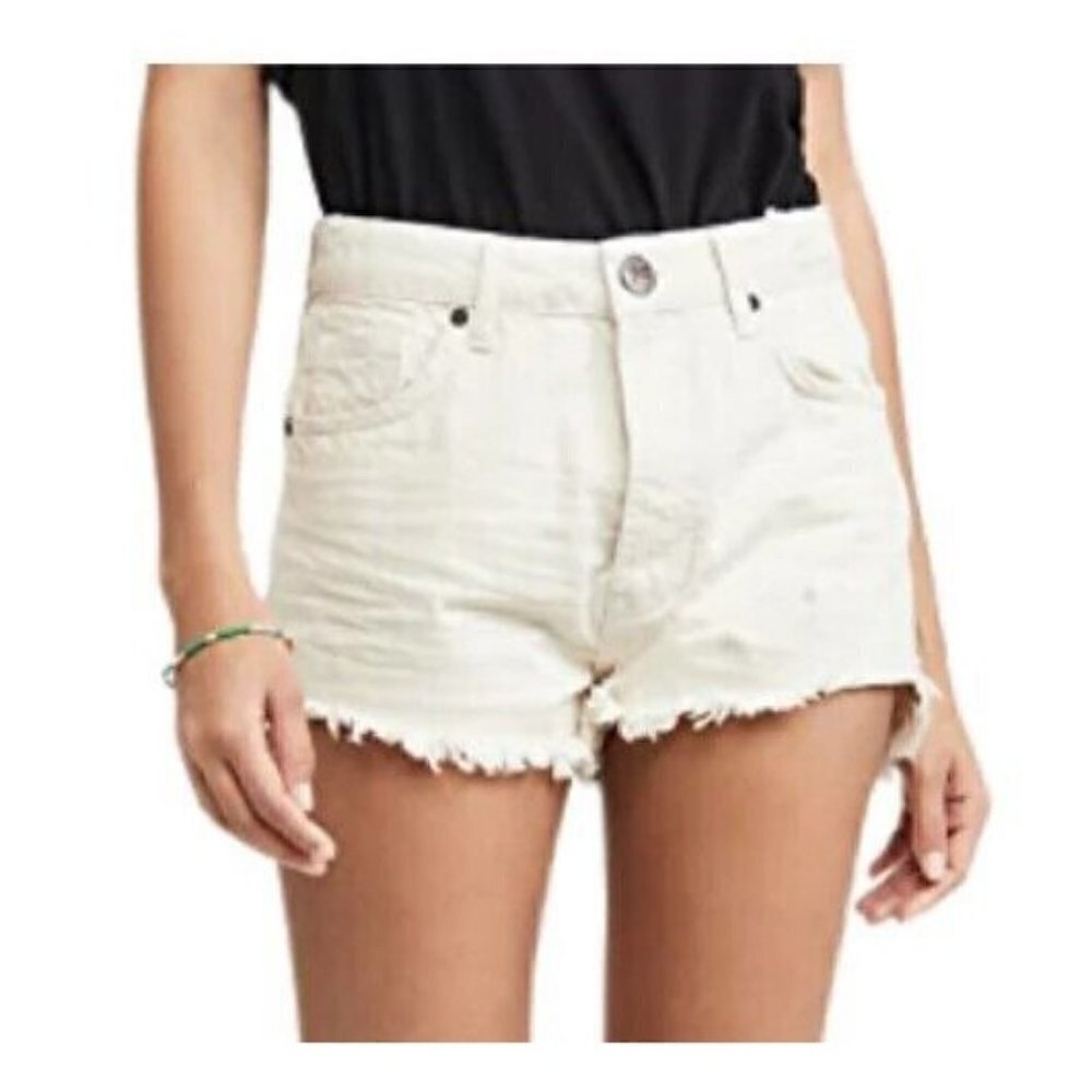 New One Teaspoon Nashville Cream Outlaws Shorts Womens 22 Denim Mid Length
